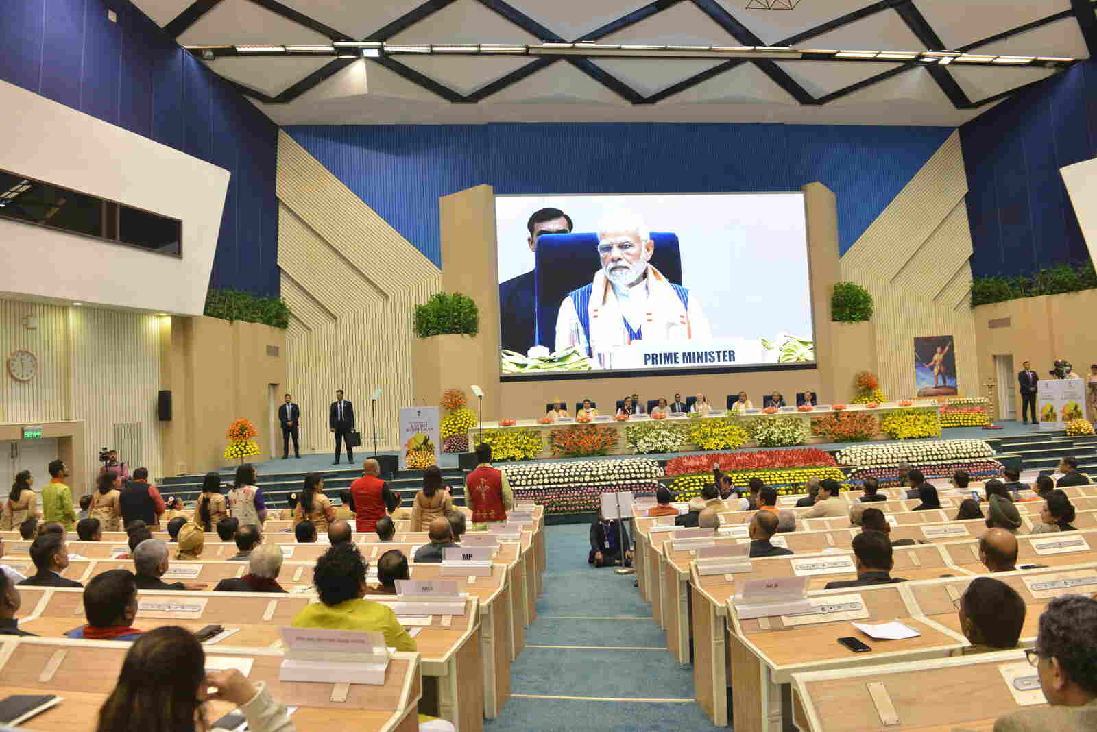 Award presentation at a government function